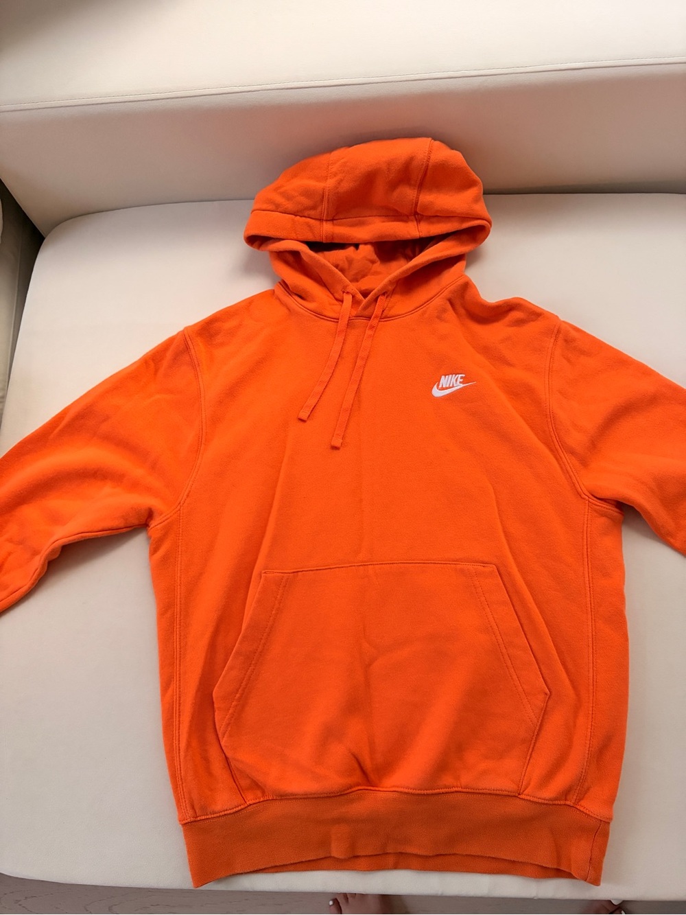Nike Orange Pullover Hoodie with White Swoosh